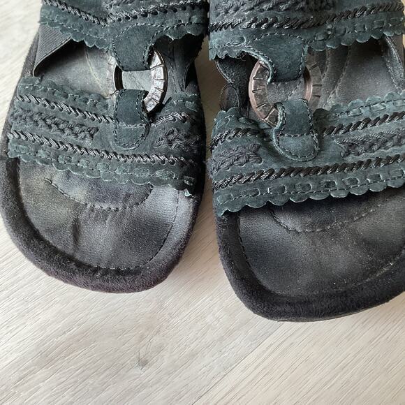 Earth Spirit Washington Black Leather Suede Slingback Sandals WMS 9 - Picture 12 of 13